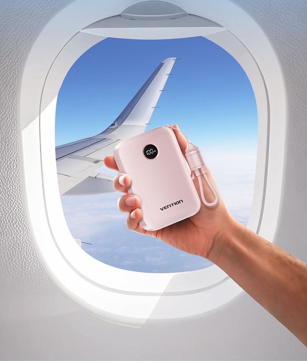 Powerbank Vention 20000mAh 2 x USB-C 1x USB-A z wyświetlaczem 22,5W różowy