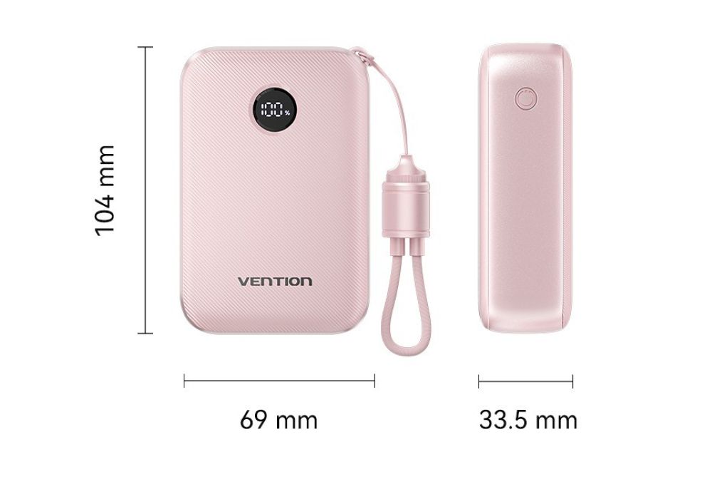 Powerbank Vention 20000mAh 2 x USB-C 1x USB-A z wyświetlaczem 22,5W różowy