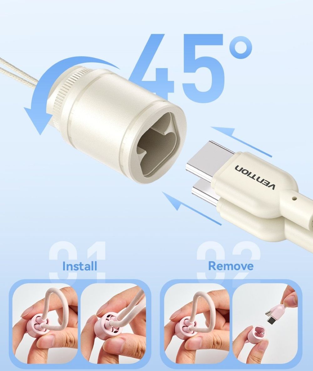 Powerbank Vention 20000mAh 2 x USB-C 1x USB-A z wyświetlaczem 22,5W różowy