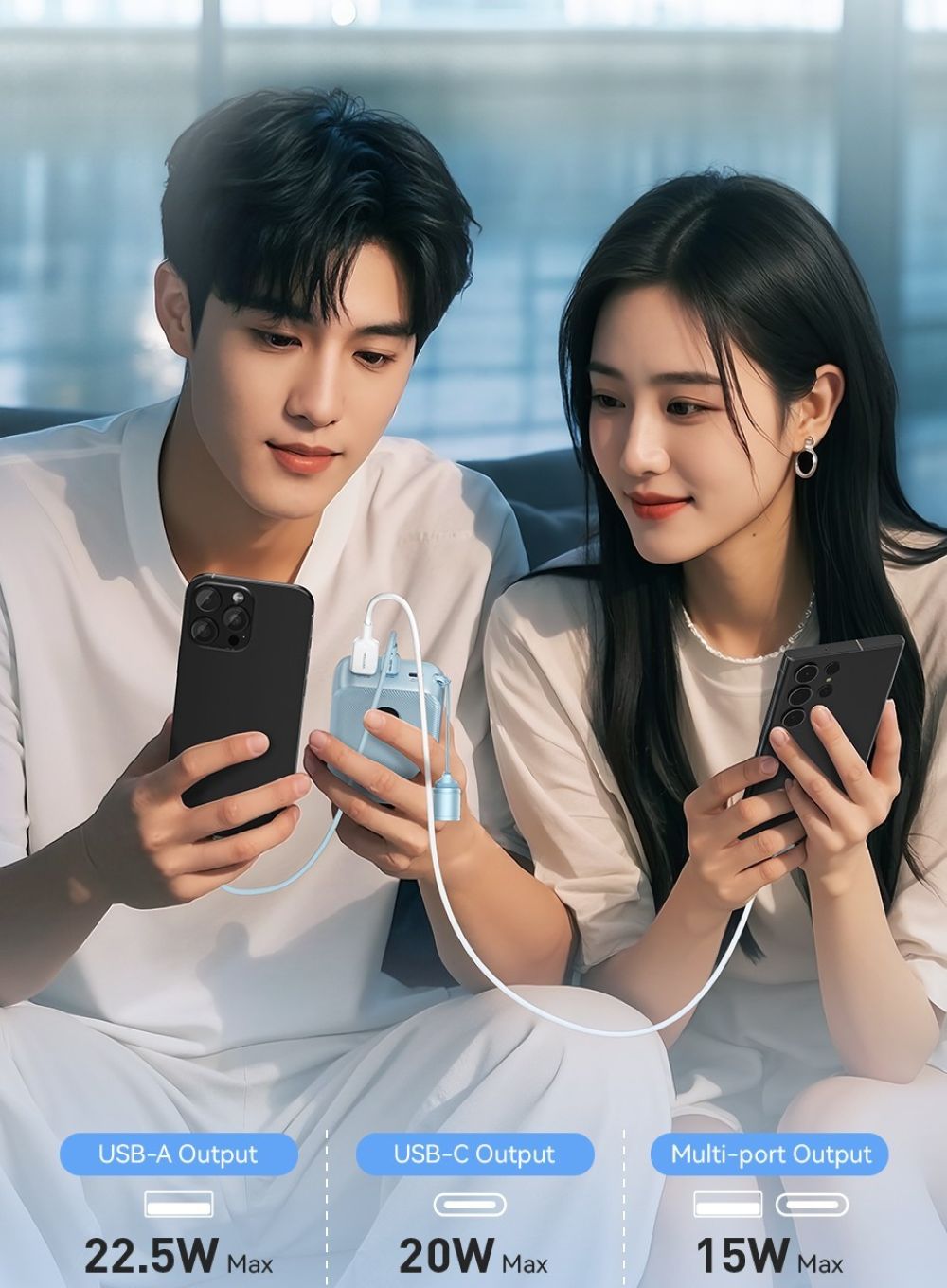 Powerbank Vention 20000mAh 2 x USB-C 1x USB-A z wyświetlaczem 22,5W różowy