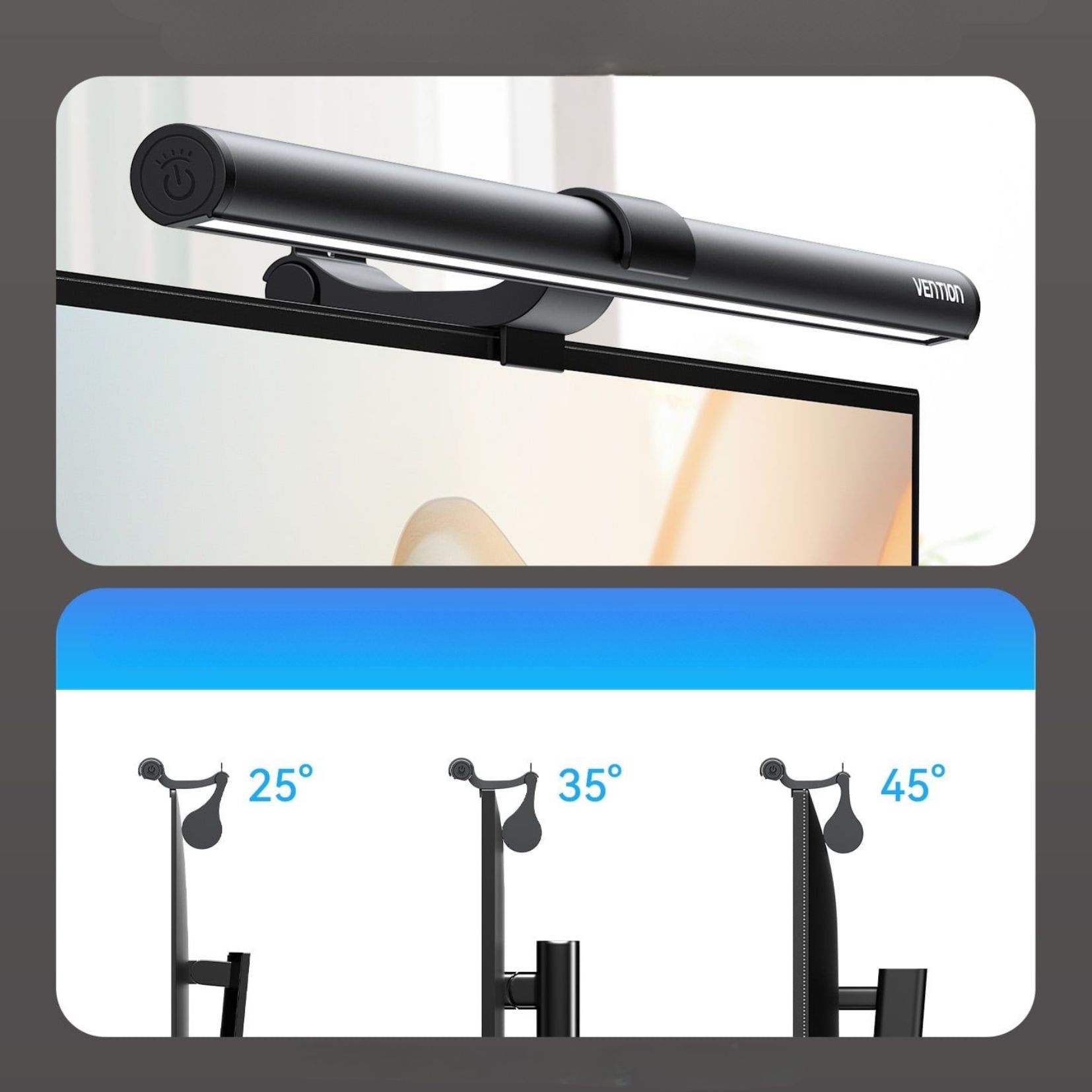  Light Bar lampka na monitor Vention USB 3 barwy swiatła z akumulatorem czarny 