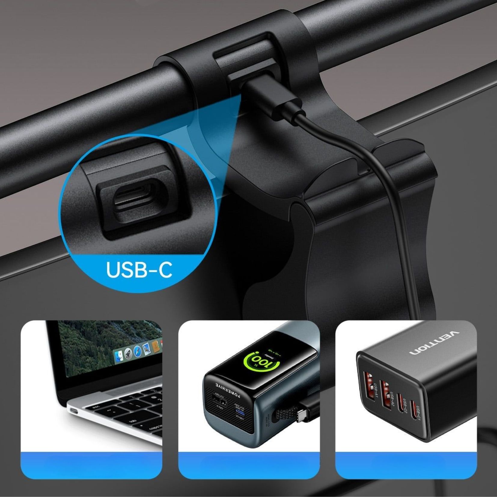  Light Bar lampka na monitor Vention USB 3 barwy swiatła z akumulatorem czarny 