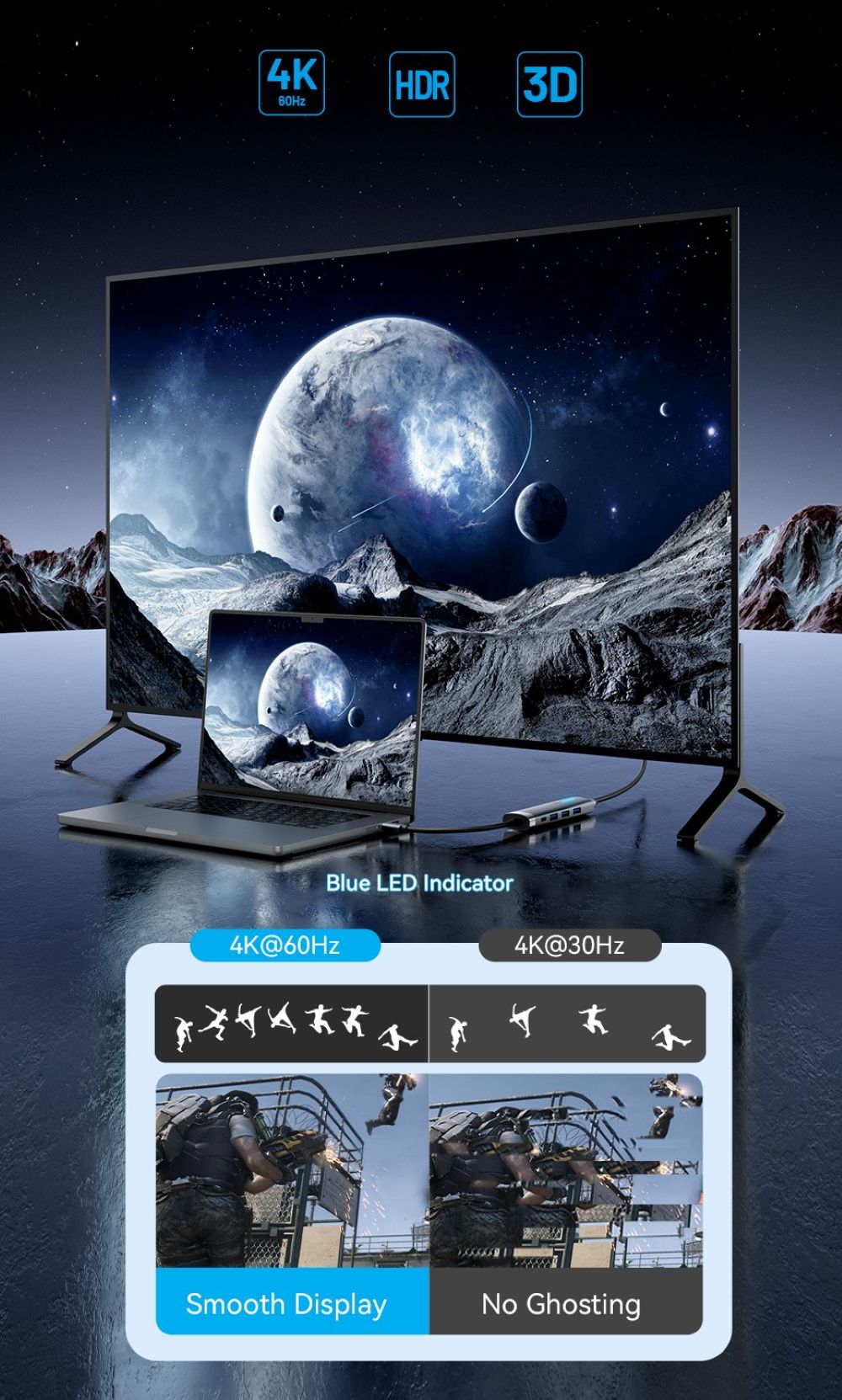 Stacja dokująca 5w1 Vention USB-C 100W PD 5Gbps 4K@60Hz srebrna