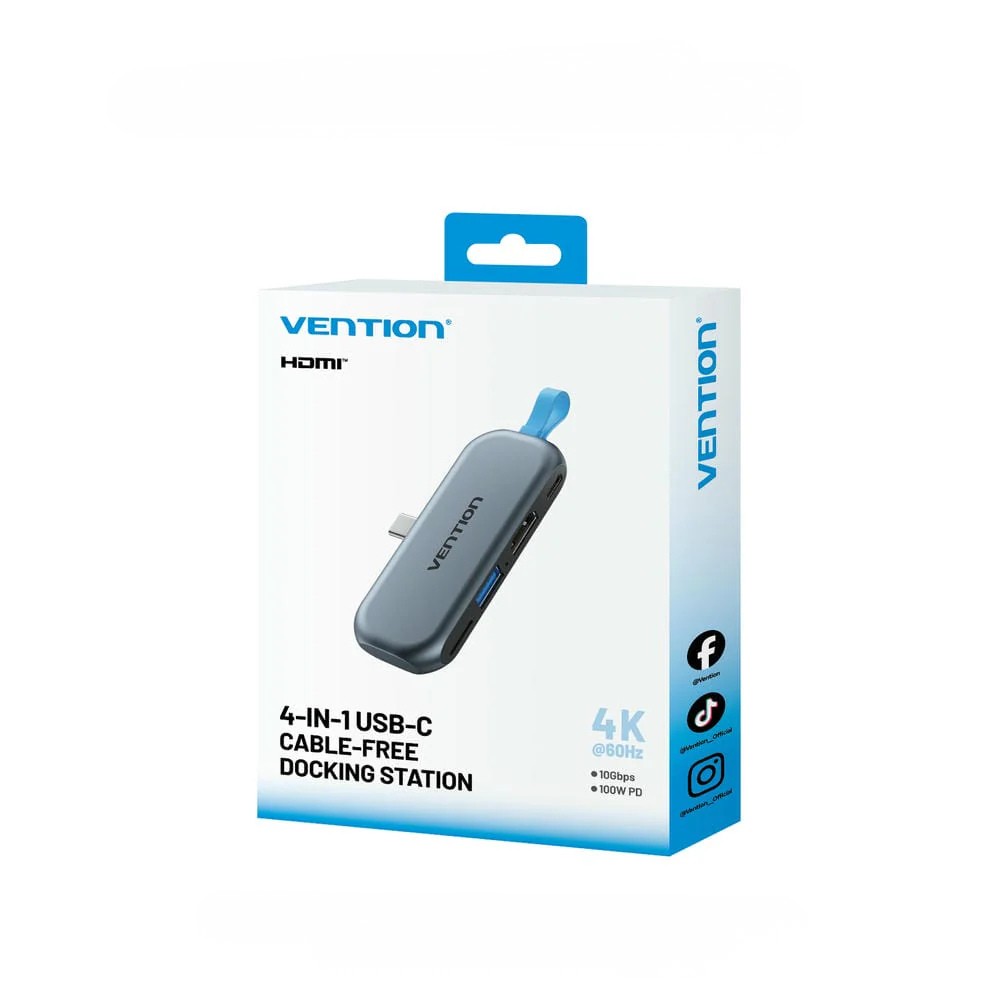 Stacja dokująca Vention 4w1 USB-C 4K 60Hz 100W, PD, bez kabla
