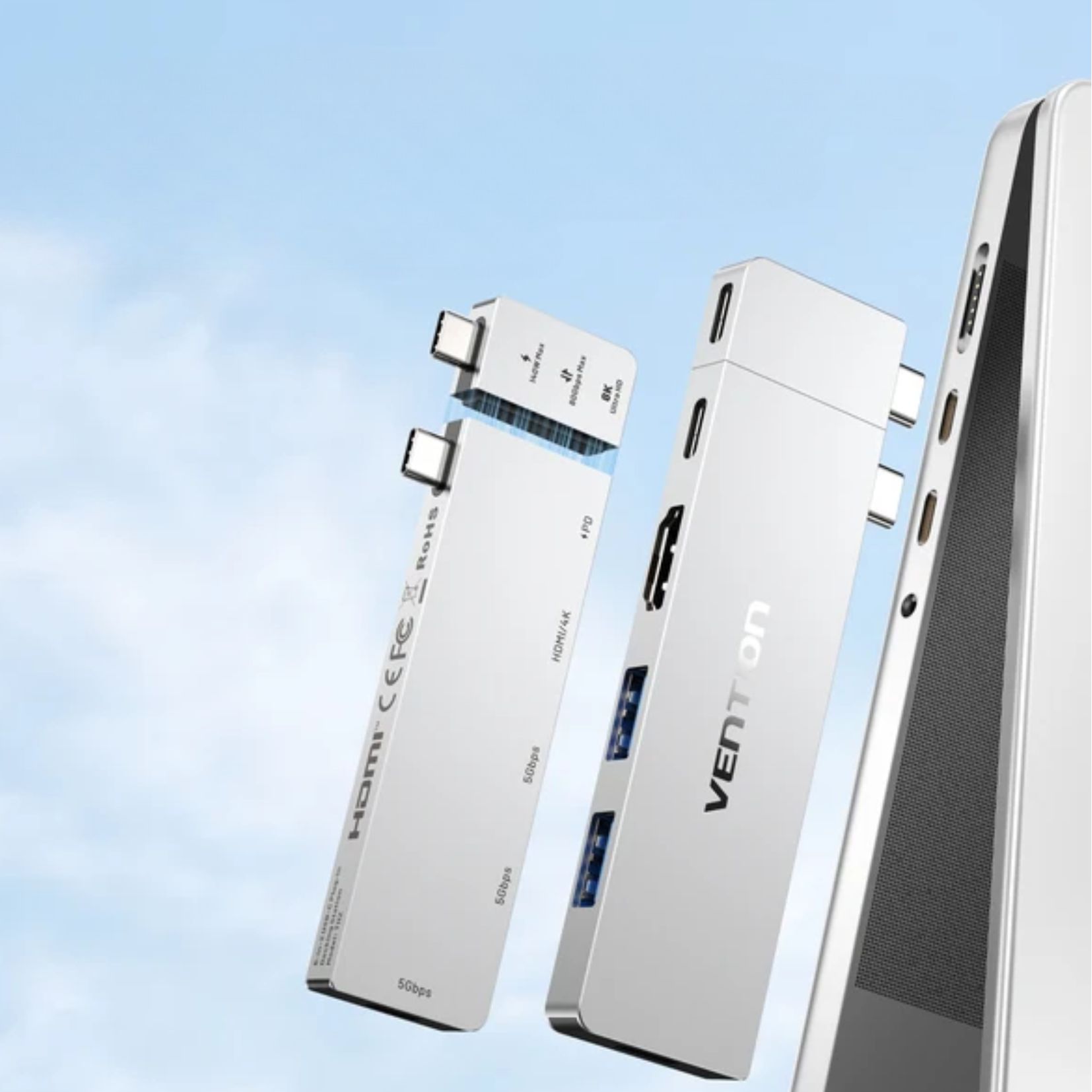Stacja dokująca Vention 6 w 2 USB-C 8K@240Hz ThunderBolt USB-C 80Gbps 140W