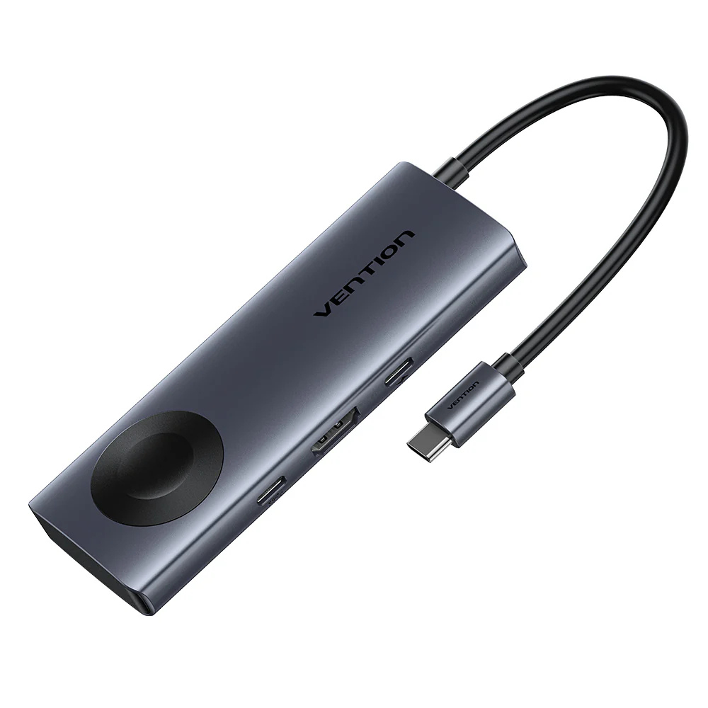 Stacja dokująca USB-C 6w1 Vention, 4K, 60Hz, 100W, PD z ładowaniem indukcyjnym