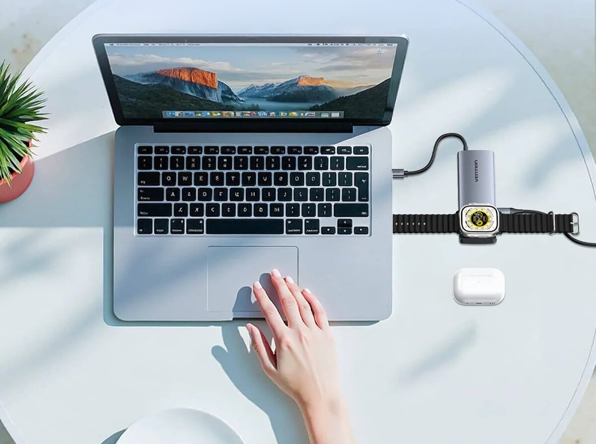 Stacja dokująca USB-C 6w1 Vention, 4K, 60Hz, 100W, PD z ładowaniem indukcyjnym