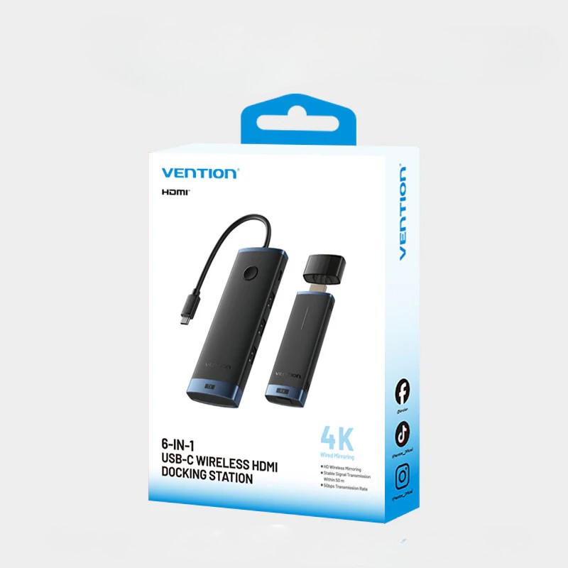 Bezprzewodowy Transmiter HDMI ze Stacją Dokującą 6w1 Vention USB-C