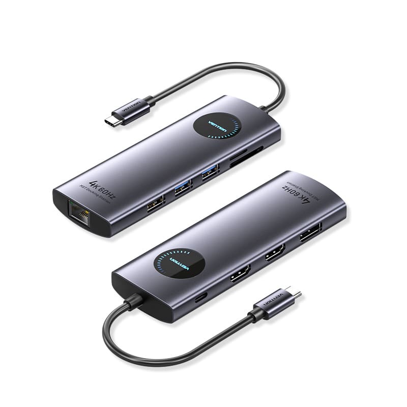Stacja dokująca USB-C 10w1 Vention 8k 30hz 100w pd z wyświetlaczem led