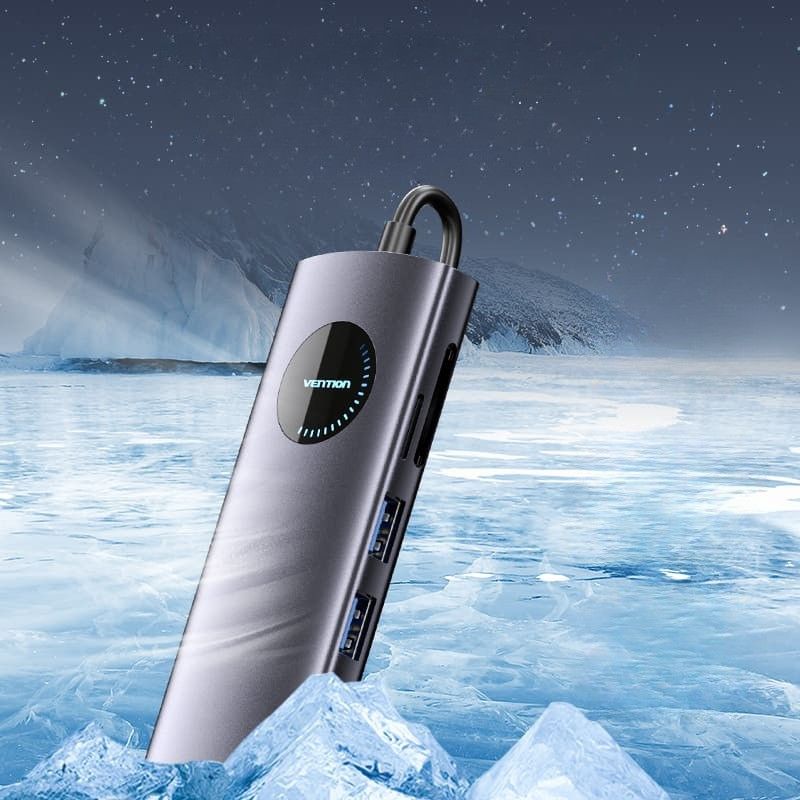 Stacja dokująca USB-C 10w1 Vention 8k 30hz 100w pd z wyświetlaczem led
