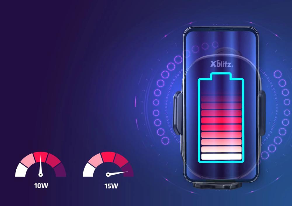 Uchwyt samochodowy z ładowaniem bezprzewodowym Xblitz AURUM CZARNY